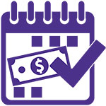 Graphic of pad of paper with money and checkmark